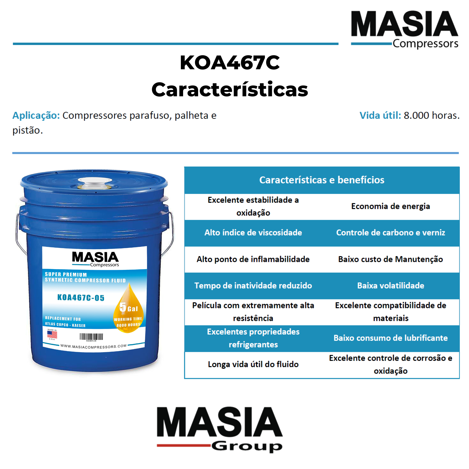 Oleo Sintetico Atlas Copco Ga8K-05-00 - 8000 Horas