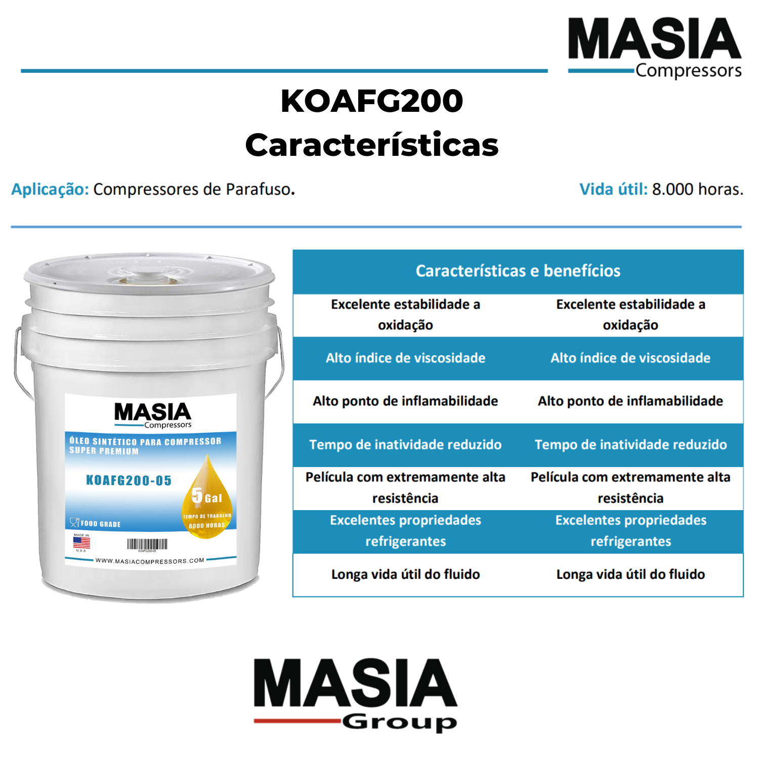 1310-2036-21 FG Lubrificante Compativel com Atlas Copco - 5 gal