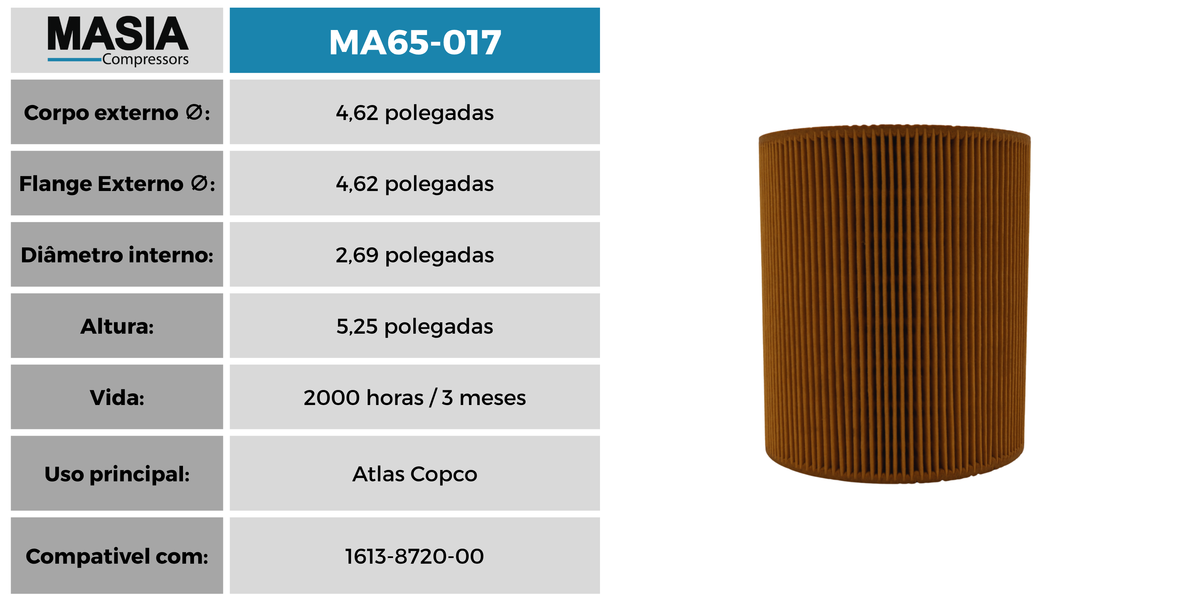 100001611 Filtro de Ar Compativel con Compair