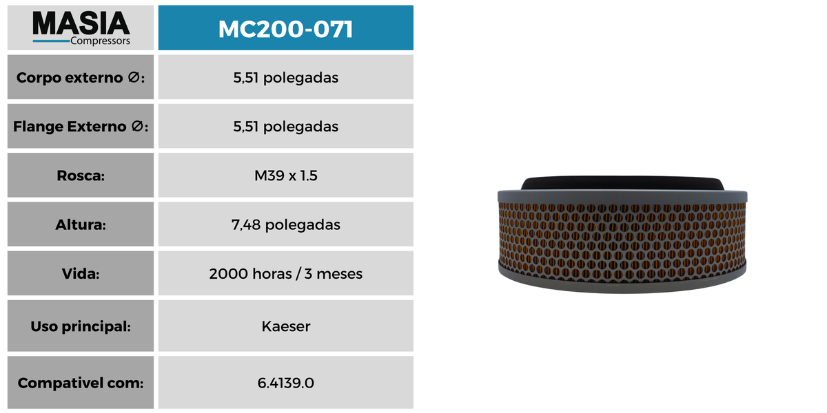 7434 Filtro de Ar Compativel con Performance Filtration