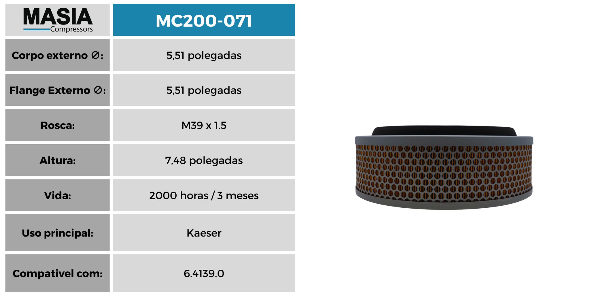 7434 Filtro de Ar Compativel con Performance Filtration