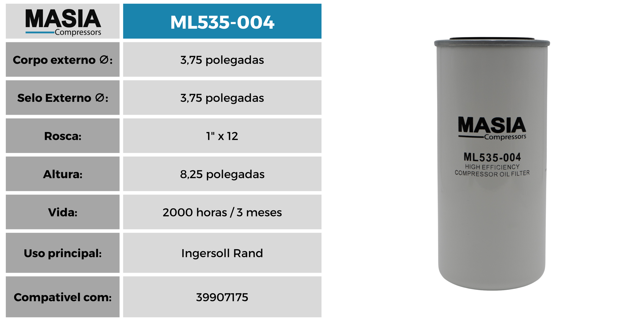 5220925150 Filtro de Óleo Compativel con Worthington