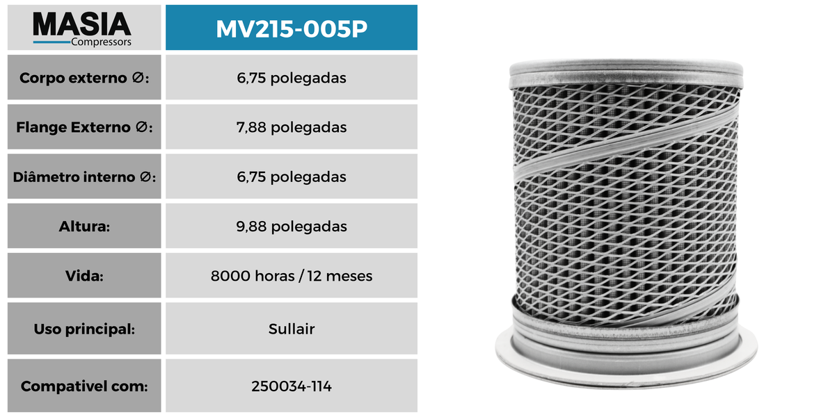 02250137-895 Separador de Ár/Oleo Compativel con Sullair