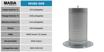 2901-0003-00 Separador de Ár/Oleo Compativel con Atlas Copco